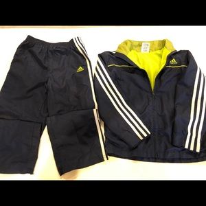 Adidas Track Suit sz 7 Navy Blue / Lime Green